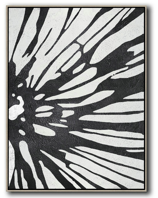 Black And White Minimal Painting On Canvas,Modern Painting Abstract #R9T0